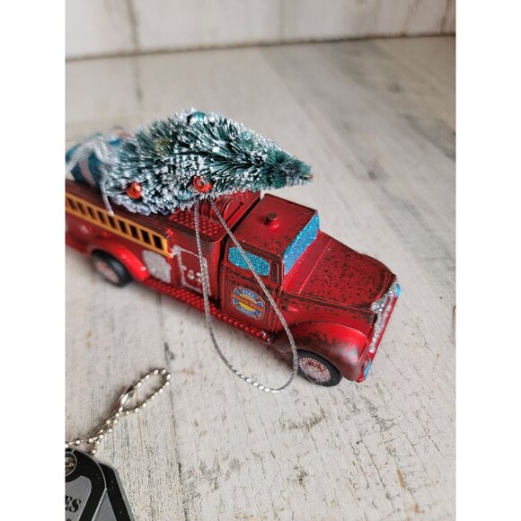 Firefighter fire truck tree hero cape dog tag ornament Xmas set - Picture 7 of 12